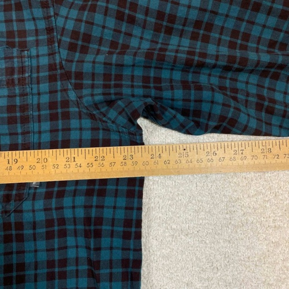 Columbia‎ Mens Large Plaid Button Down Shirt Teal Brown Long Sleeve Cotton L - Picture 5 of 8